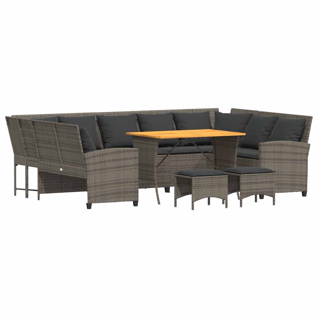 vidaXL Set canapea de grădină cu perne, 4 piese, gri, poliratan