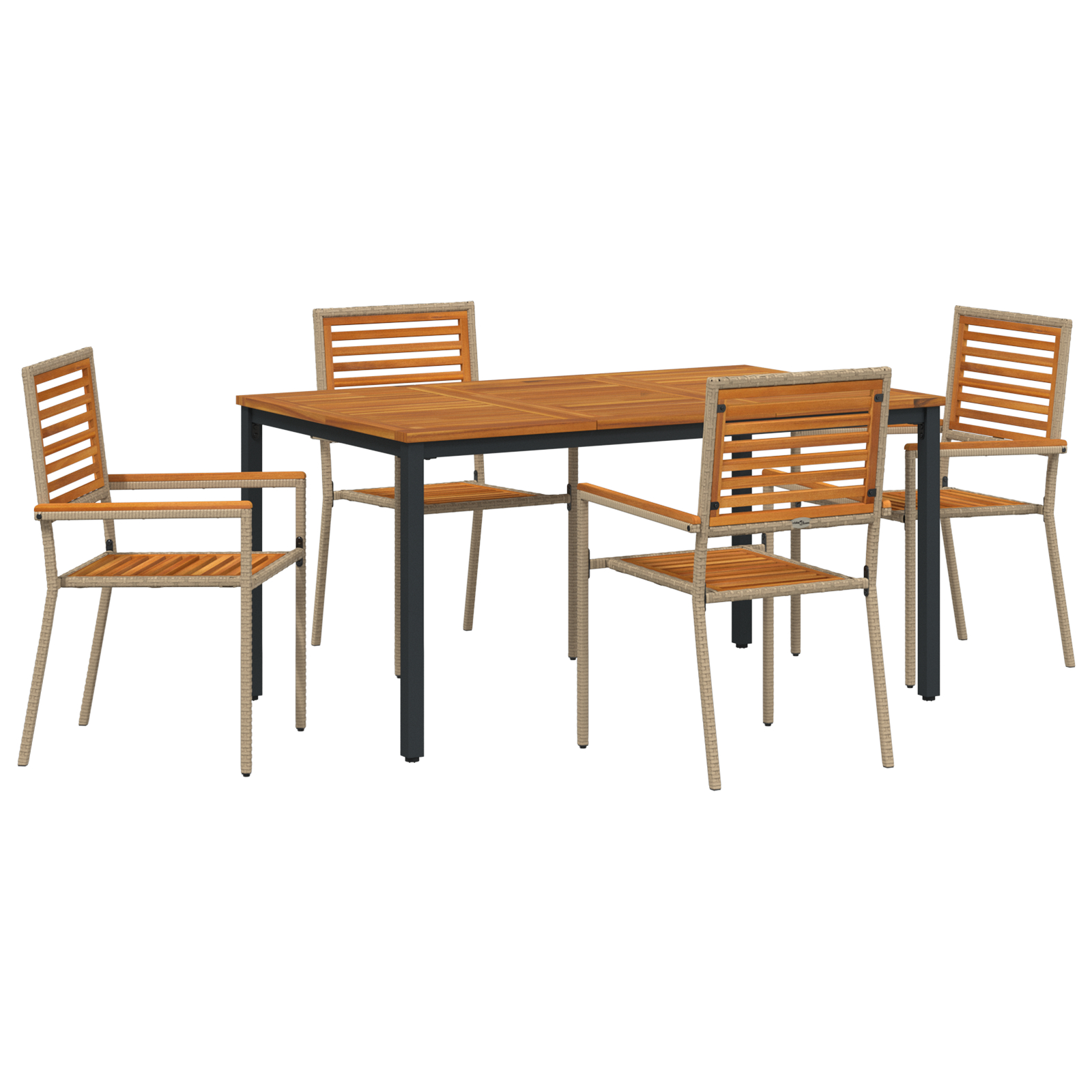 vidaXL Set de dining 5 piese pentru grădină Bej Poliratan Acacia vidaXL Set de dining 5 piese pentru grădină Bej Poliratan Acacia