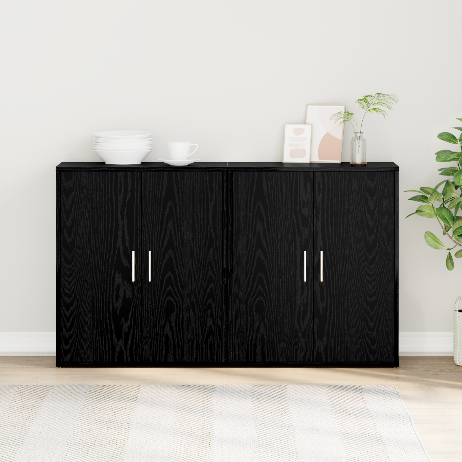 vidaXL Bufet cu raft 2 pcs Stejar negru 60 x 31 x 70 cm Lemn compozit vidaXL Bufet cu raft 2 pcs Stejar negru 60 x 31 x 70 cm Lemn compozit