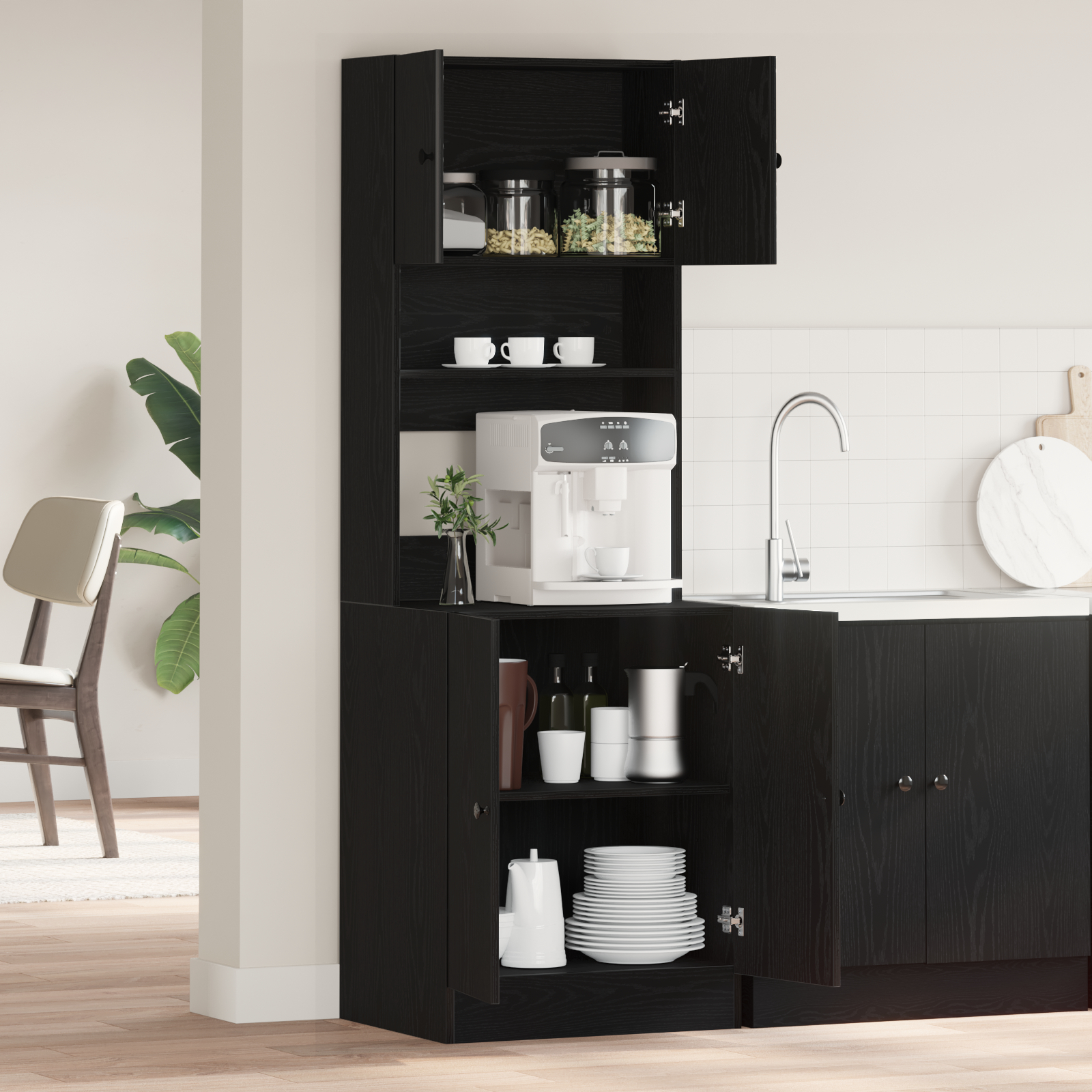 vidaXL Dulap de bucătărie Stejar negru 60 x 50 x 180 cm Lemn compozit