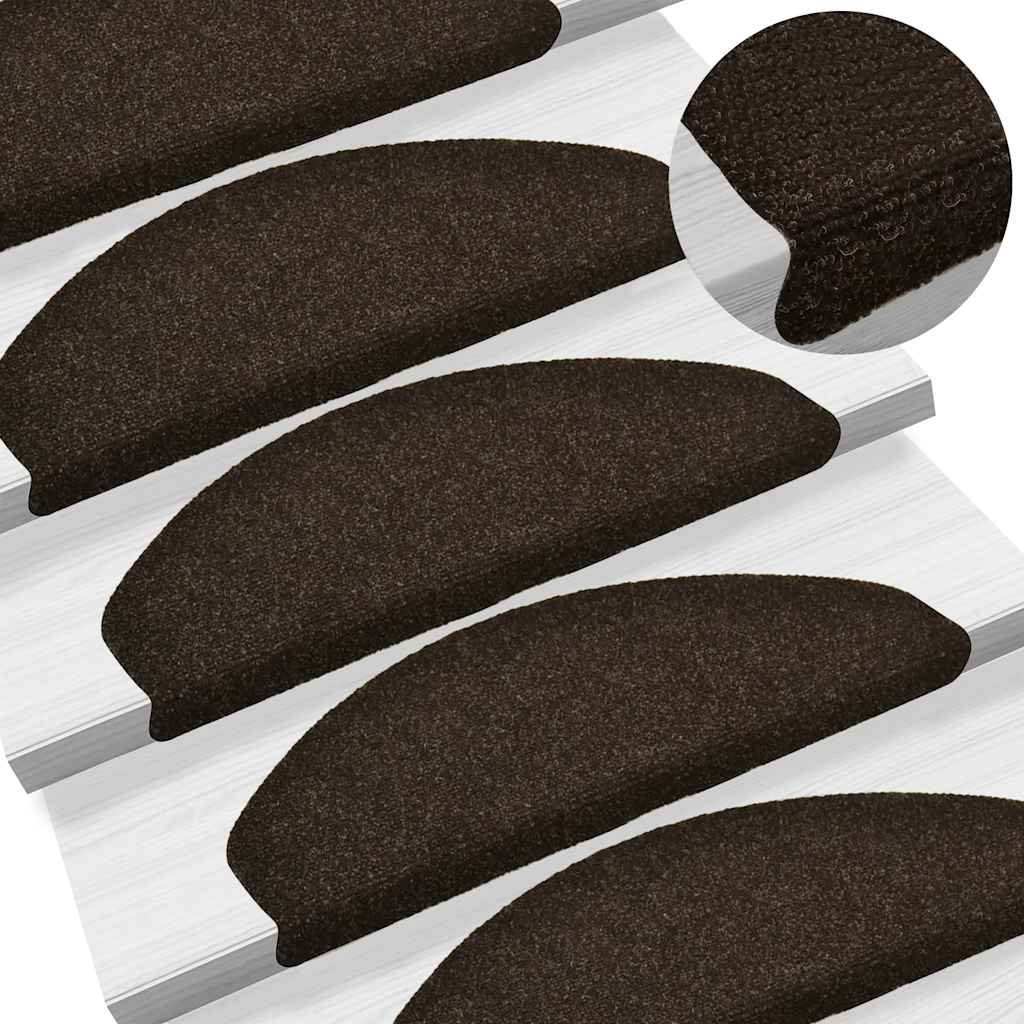 vidaXL Covorașe autoadezive pentru scări, 20 buc., 65x21x4 cm, maro închis, semirotunde, mari vidaXL Covorașe autoadezive pentru scări, 20 buc., 65x21x4 cm, maro închis, semirotunde, mari