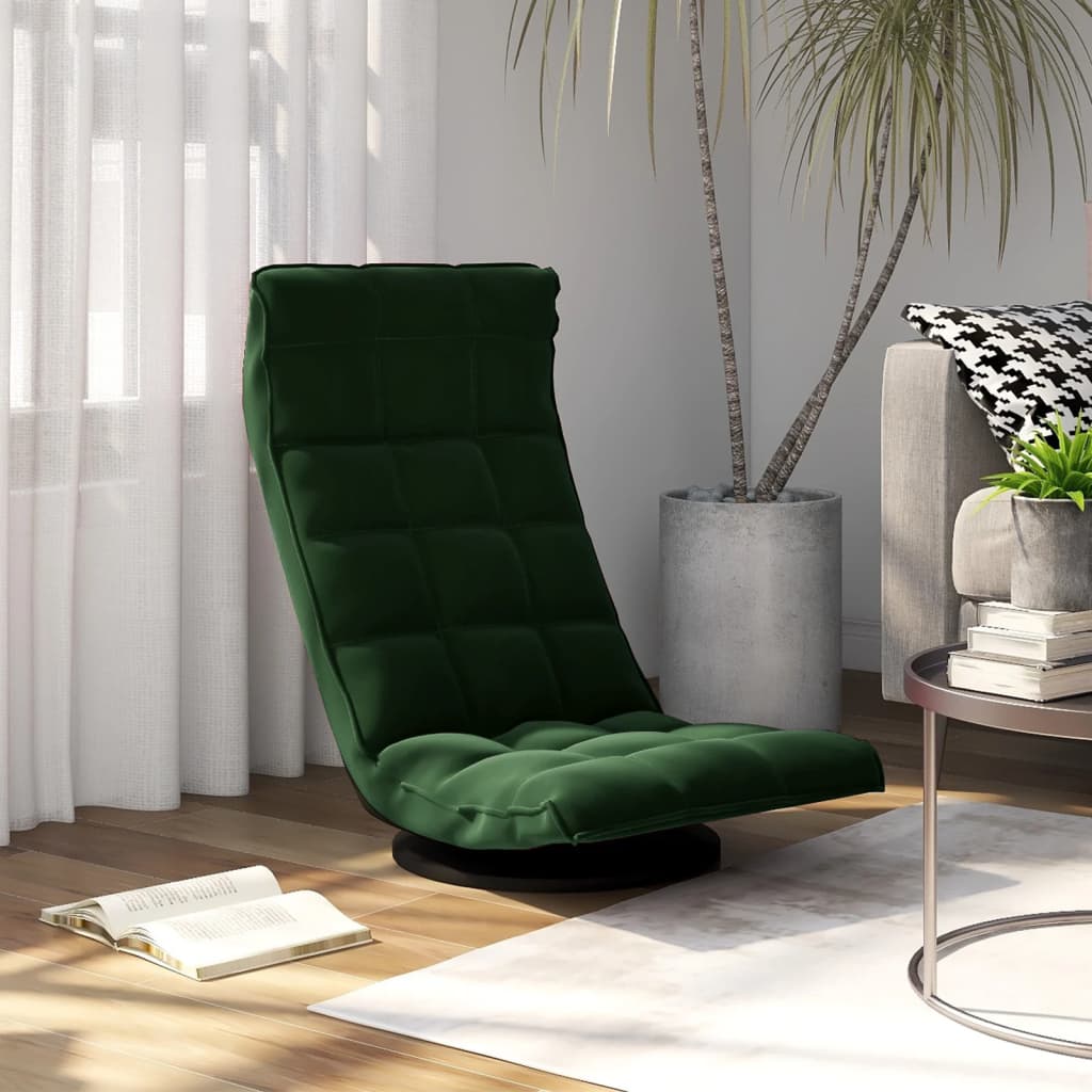 vidaXL Scaun de podea pivotant, verde închis, catifea vidaXL Scaun de podea pivotant, verde închis, catifea