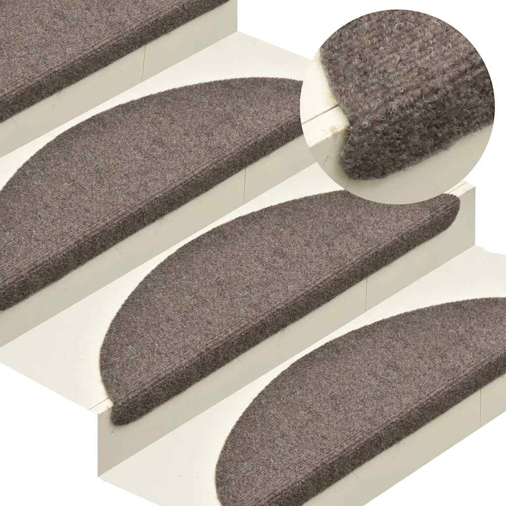 vidaXL Covorașe autoadezive pentru scări, 30 buc., 65x21x4 cm, bej, semirotunde, mari
