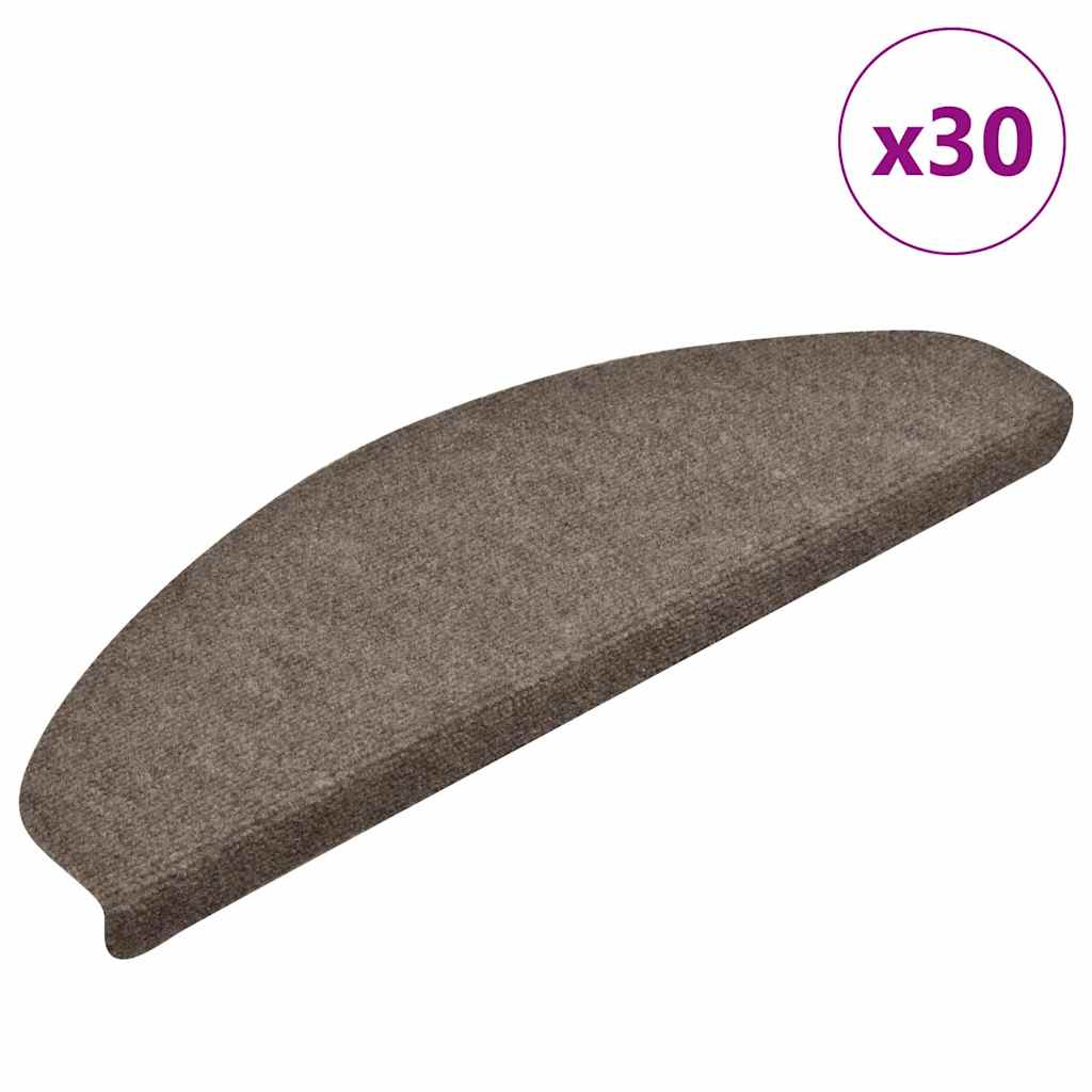 vidaXL Covorașe autoadezive pentru scări, 30 buc., 65x21x4 cm, bej, semirotunde, mari