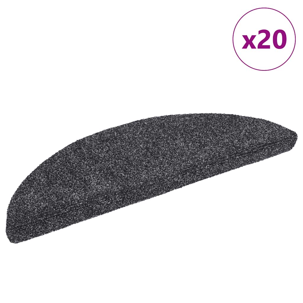 vidaXL Covorașe autoadezive pentru scări, 20 buc., 56x17x3 cm, gri închis, semirotunde vidaXL Covorașe autoadezive pentru scări, 20 buc., 56x17x3 cm, gri închis, semirotunde