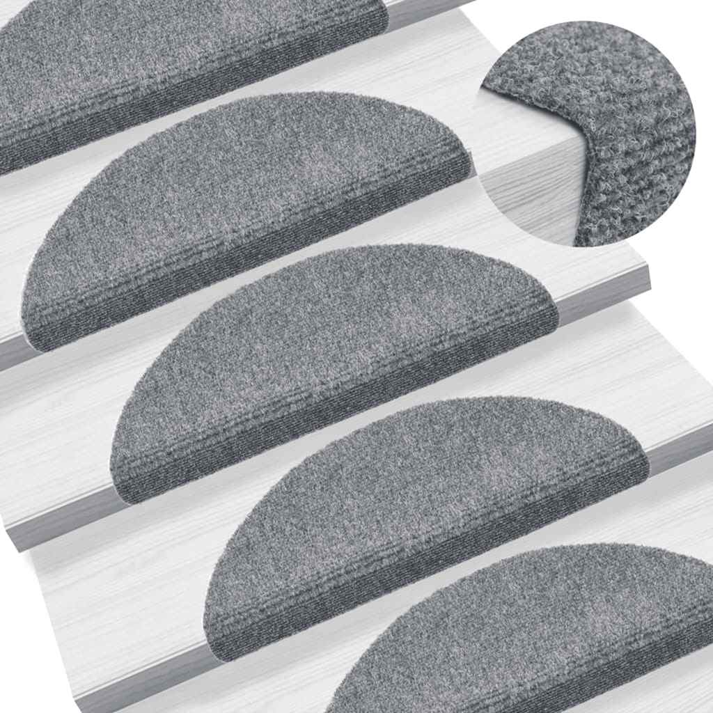vidaXL Covorașe autoadezive pentru scări, 20 buc., 56x17x3 cm, gri deschis, semirotunde vidaXL Covorașe autoadezive pentru scări, 20 buc., 56x17x3 cm, gri deschis, semirotunde