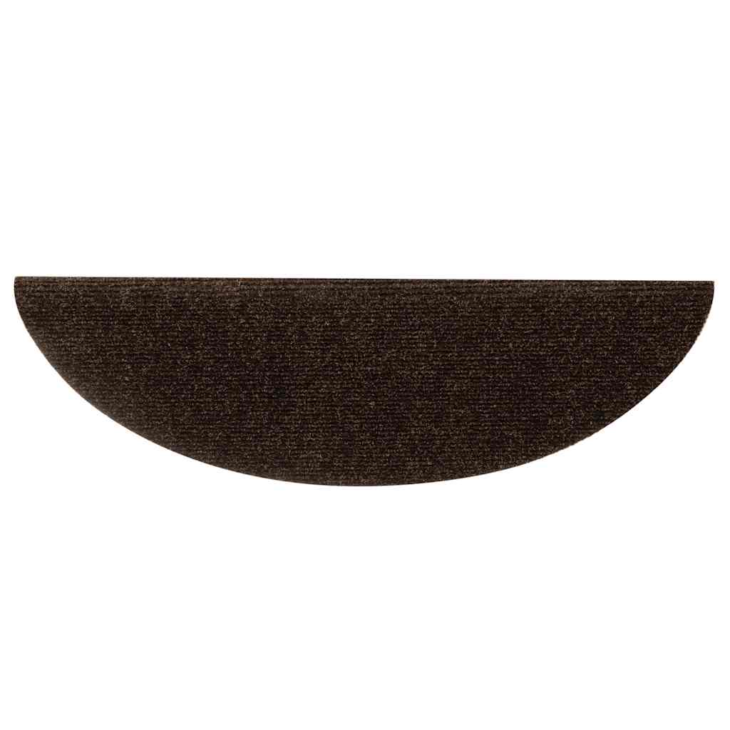 vidaXL Covorașe autoadezive pentru scări, 30 buc., 56x17x3 cm, maro, semirotunde