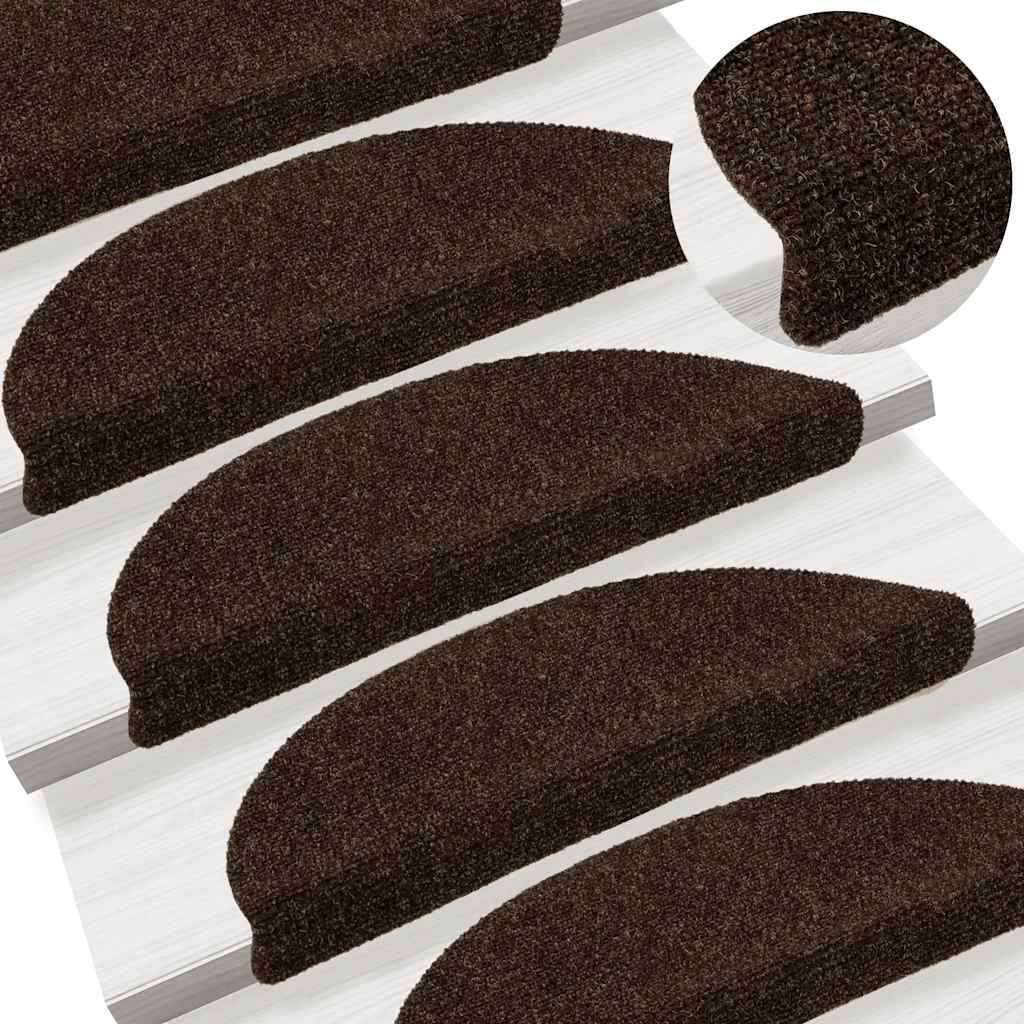 vidaXL Covorașe autoadezive pentru scări, 30 buc., 56x17x3 cm, maro, semirotunde
