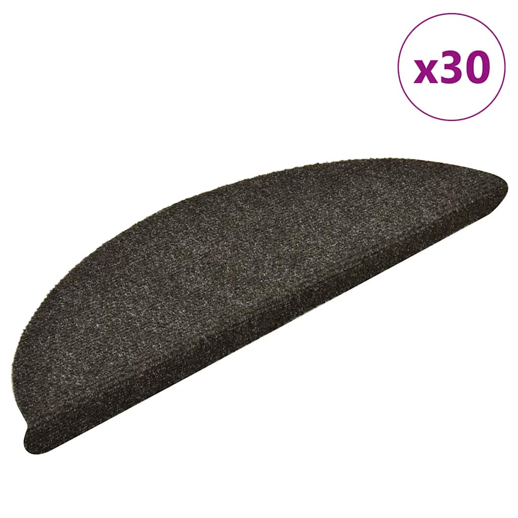 vidaXL Covorașe pentru scări autoadezive, 30 buc., 56x17x3 cm, antracit, semirotunde
