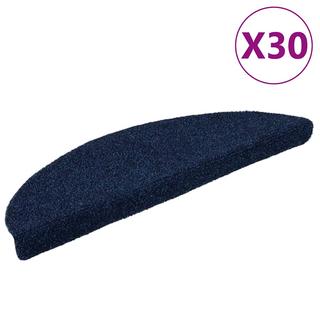 vidaXL Covorașe autoadezive pentru scări, 30 buc., 56x17x3 cm, semirotunde, bleumarin