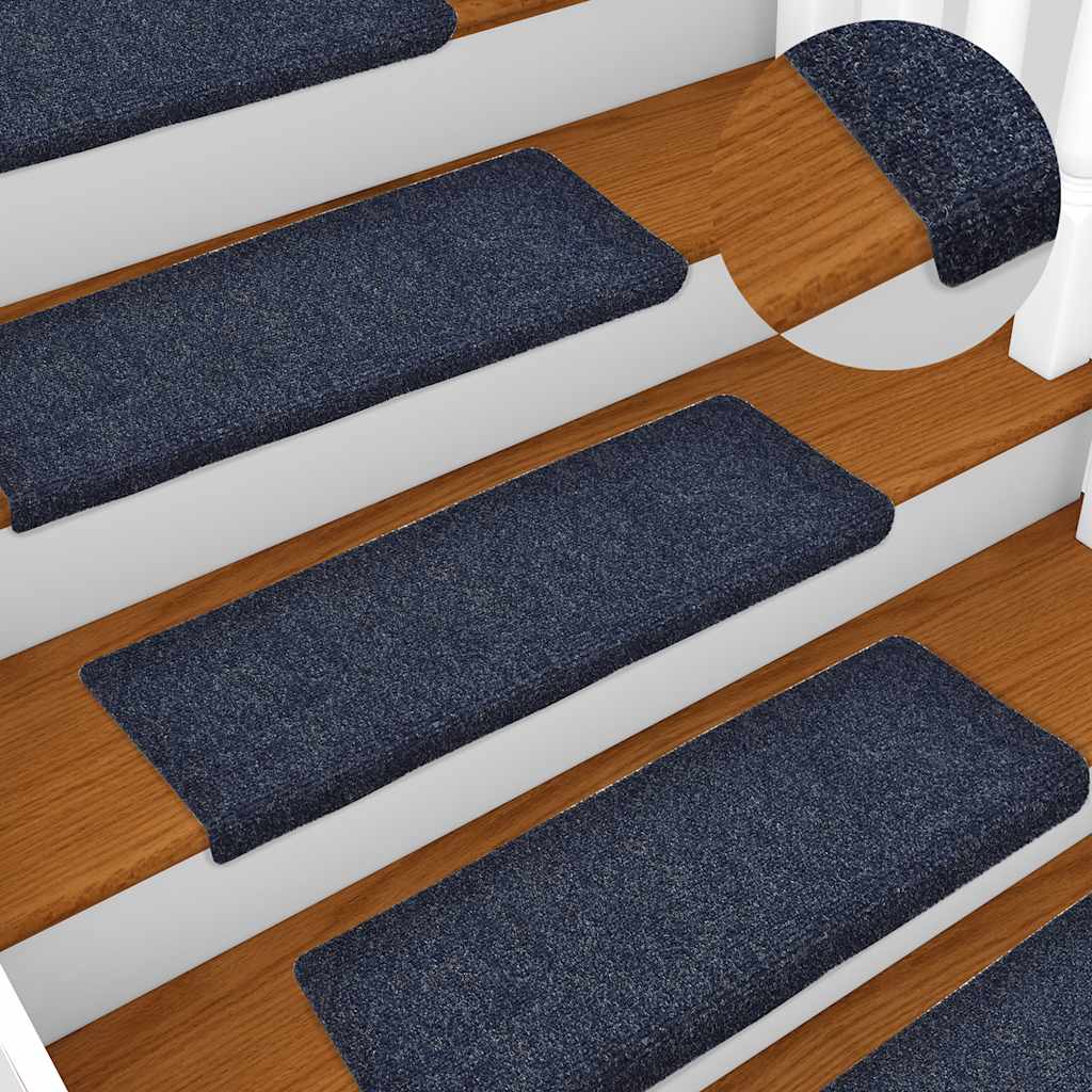 vidaXL Covorașe scări autoadezive, 30 buc., 65x21x4 cm, margini dreptunghiulare albastre