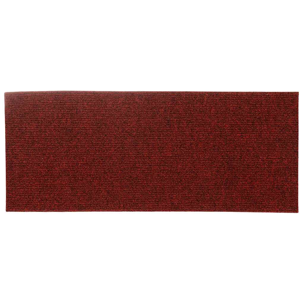 vidaXL Covorașe pentru scări autoadezive, 30 buc., 60x25 cm, dreptunghiulare, roșu bordeaux