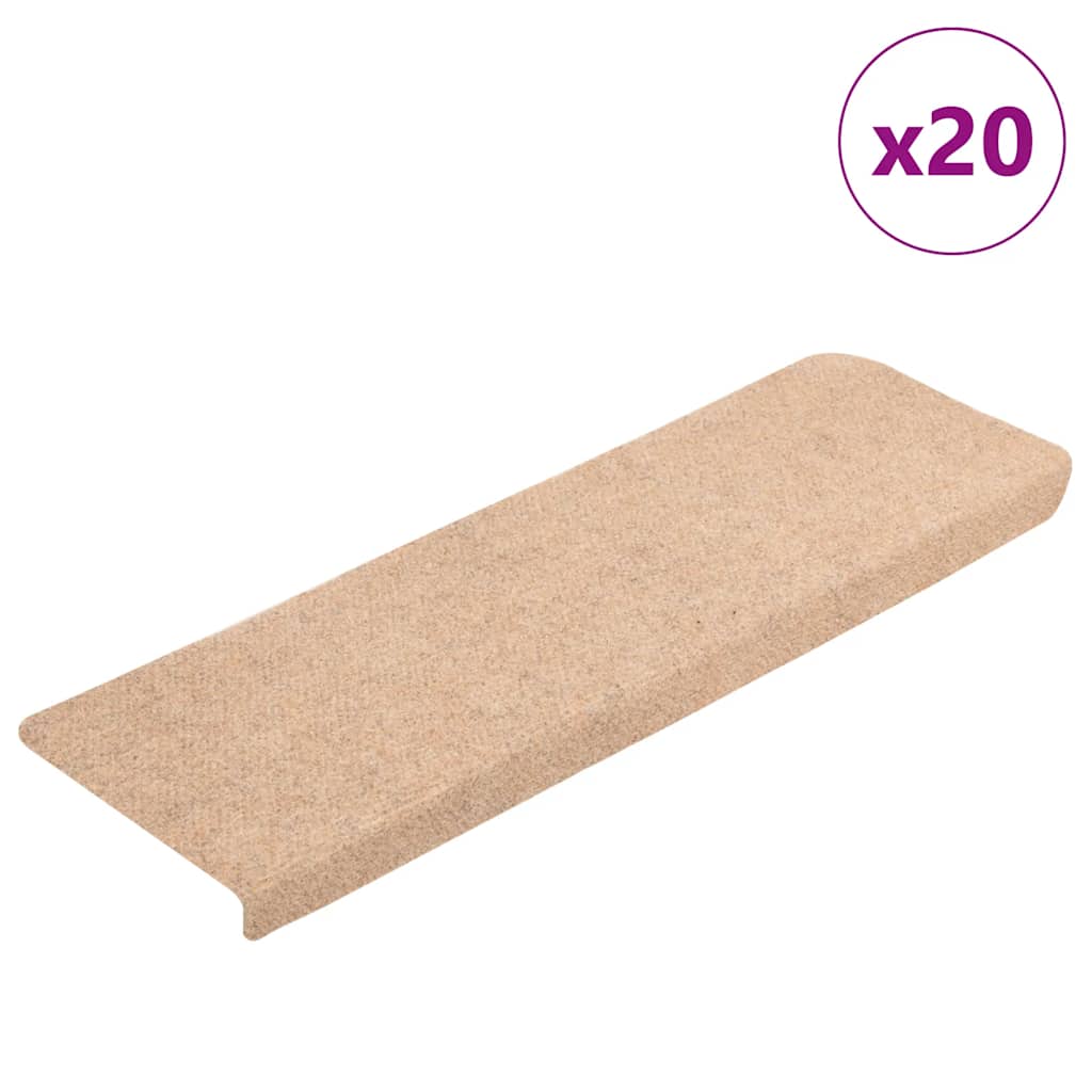 vidaXL Covorașe autoadezive pentru scări, 20 buc., 65x21x4 cm, margini dreptunghiulare, crem vidaXL Covorașe autoadezive pentru scări, 20 buc., 65x21x4 cm, margini dreptunghiulare, crem