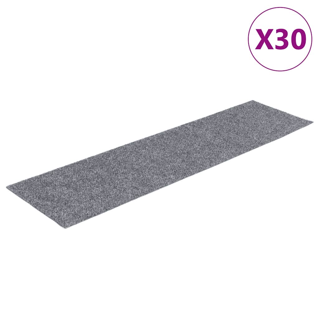 vidaXL Covorașe autoadezive pentru scări, 30 buc., 76x20 cm, gri deschis, dreptunghiulare
