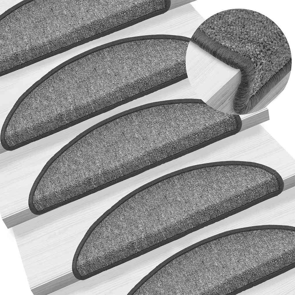 vidaXL Covorașe pentru scări, 30 buc., 56x17x3 cm, gri închis, semirotunde vidaXL Covorașe pentru scări, 30 buc., 56x17x3 cm, gri închis, semirotunde