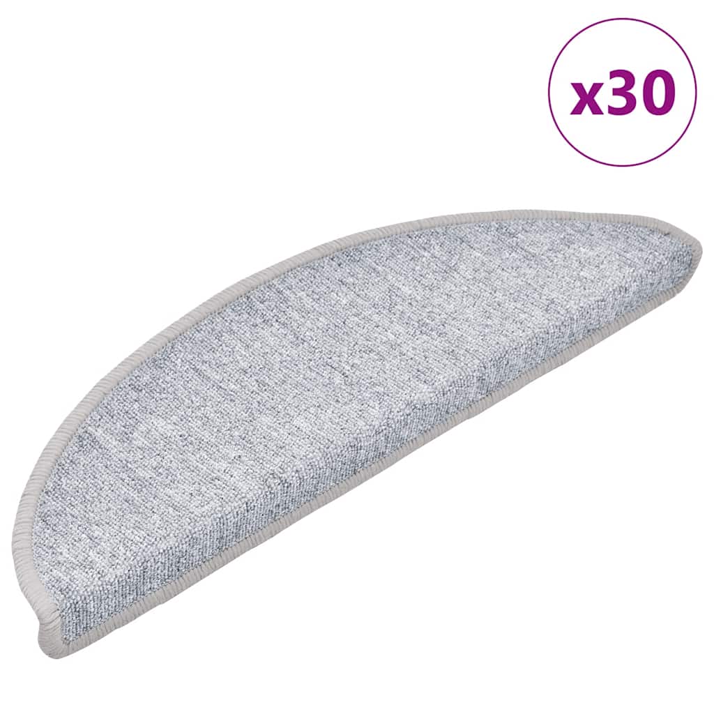 vidaXL Covorașe pentru scări, 30 buc., 56x17x3 cm, gri deschis, semirotunde