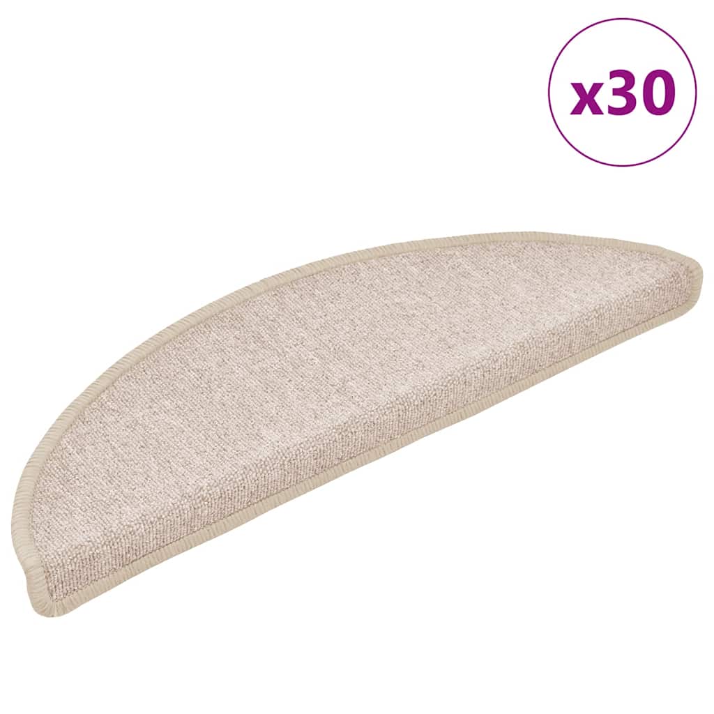 vidaXL Covorașe scări, 30 buc., 56x17x3 cm, semirotunde, gri taupe