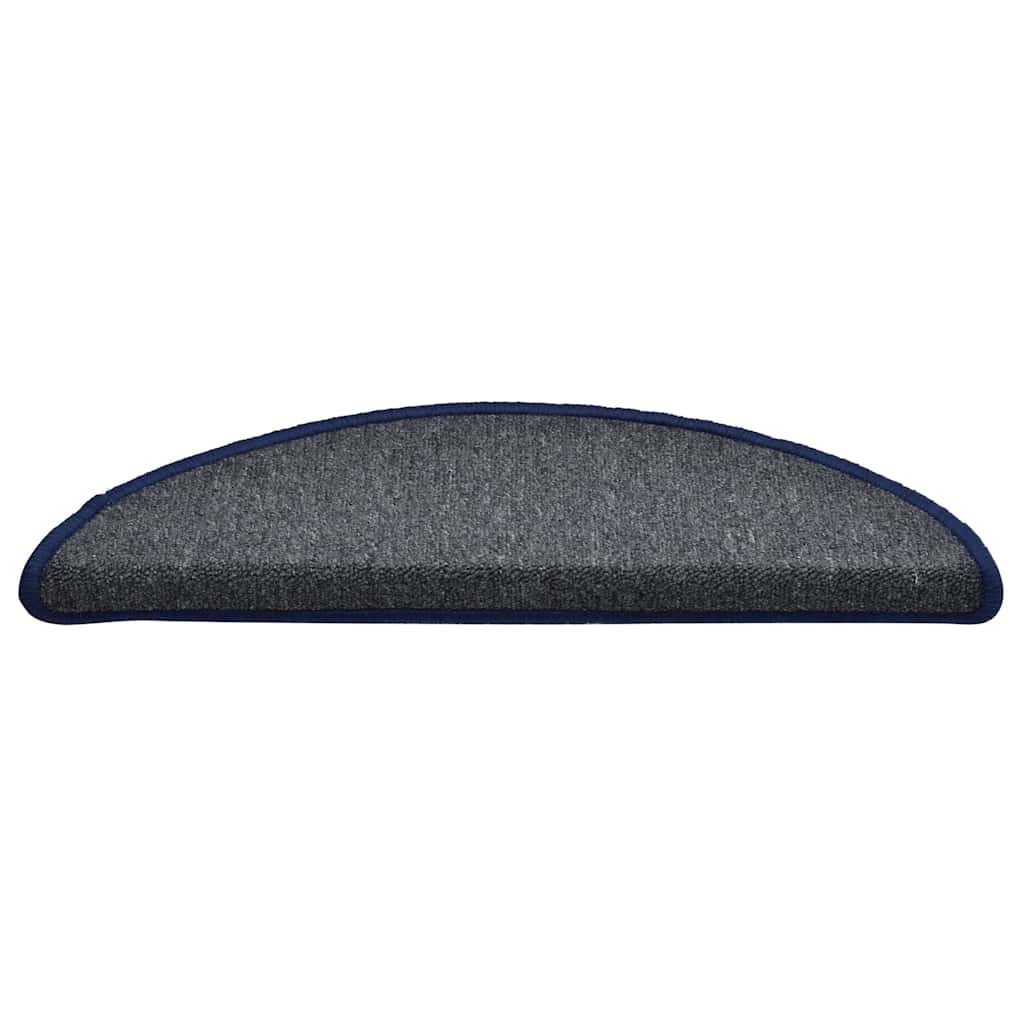 vidaXL Covorașe pentru scări, 30 buc., 56x17x3 cm, gri închis și albastru, semirotunde