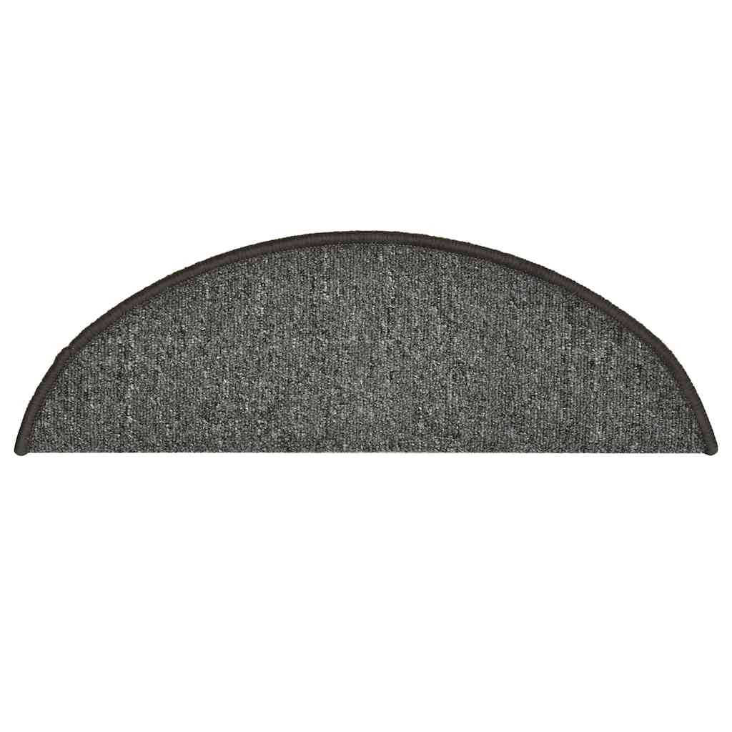 vidaXL Covorașe pentru scări, 30 buc., 56x17x3 cm, gri închis, semirotunde