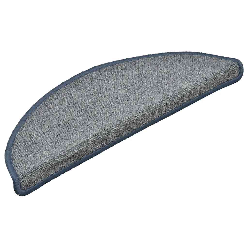 vidaXL Covorașe pentru scări, 30 buc., 56x17x3 cm, gri deschis și albastru, semirotunde