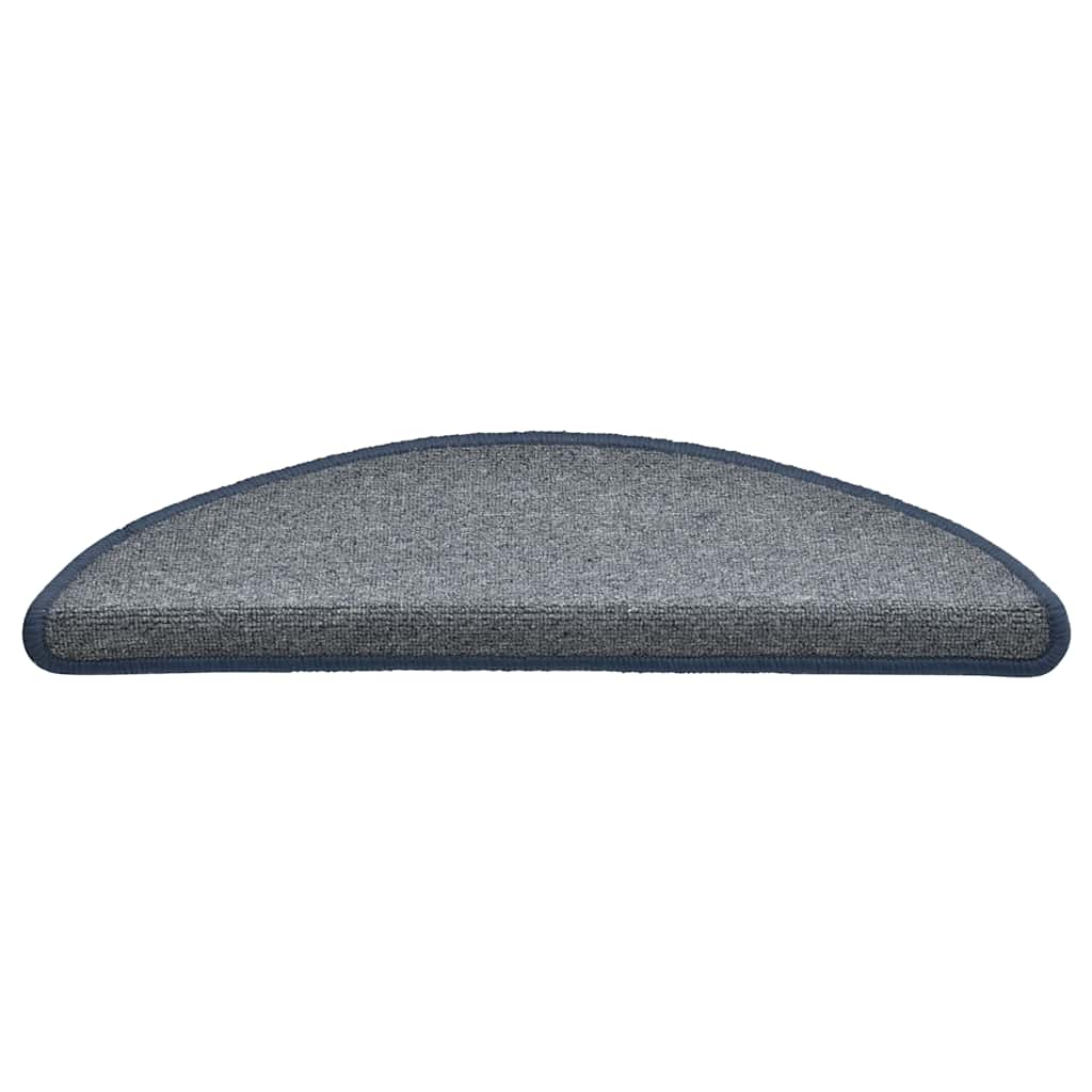 vidaXL Covorașe pentru scări, 30 buc., 56x17x3 cm, gri deschis și albastru, semirotunde