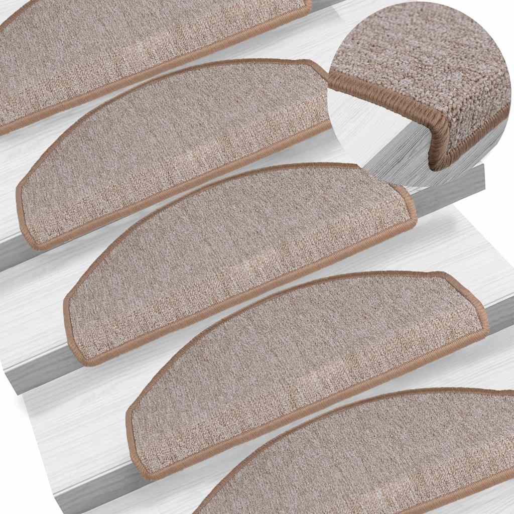 vidaXL Covorașe pentru scări, 30 buc., 65x24x4 cm, maro deschis, semirotunde, mari