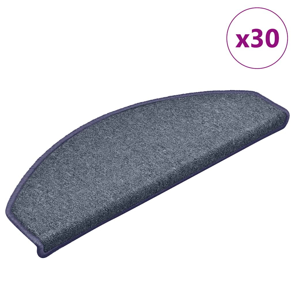 vidaXL Covorașe pentru scări, 30 buc., 65x24x4 cm, gri închis și albastru, semirotunde, mari