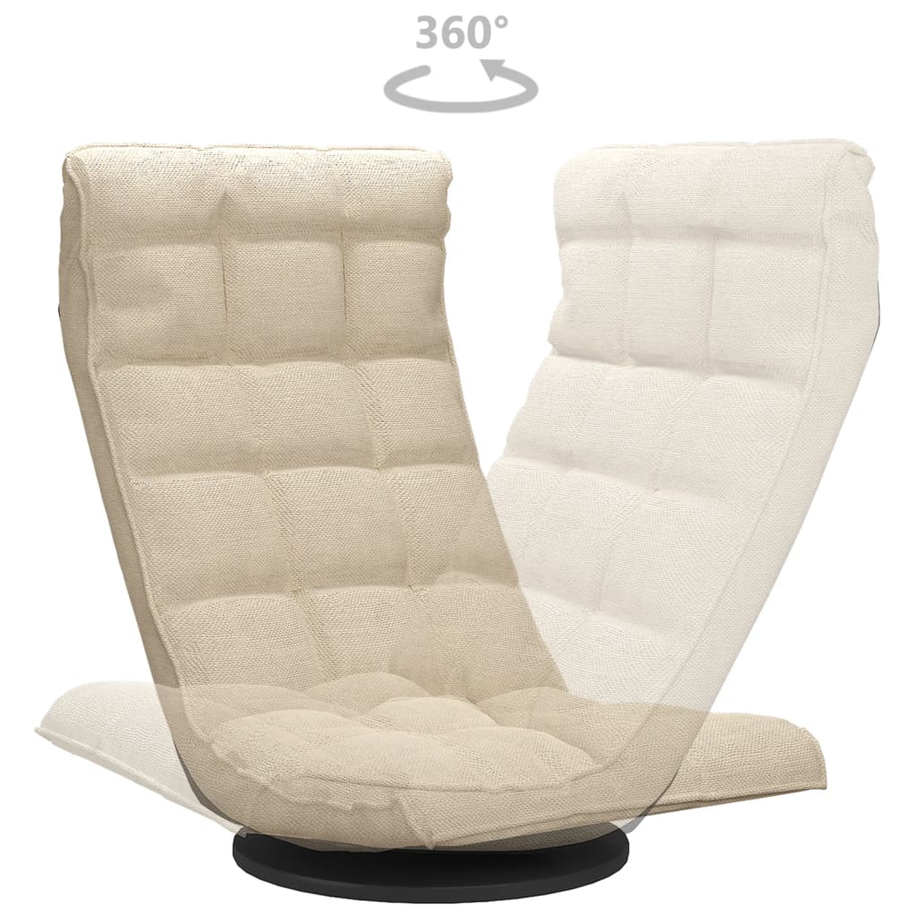 vidaXL Scaun de podea pivotant, crem, material textil