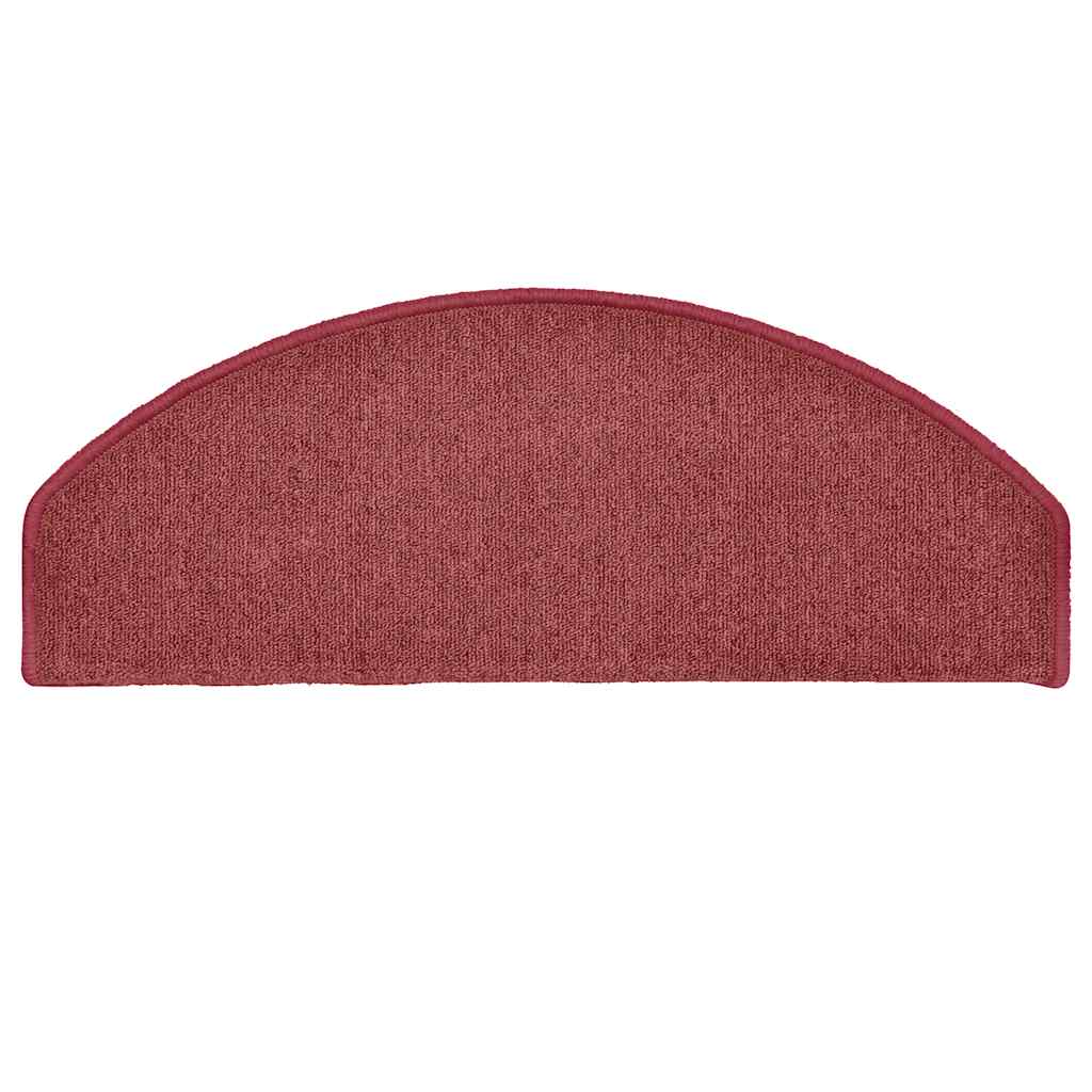 vidaXL Covorașe scări, 30 buc., 65x24x4 cm, semirotunde, bordeaux, mari