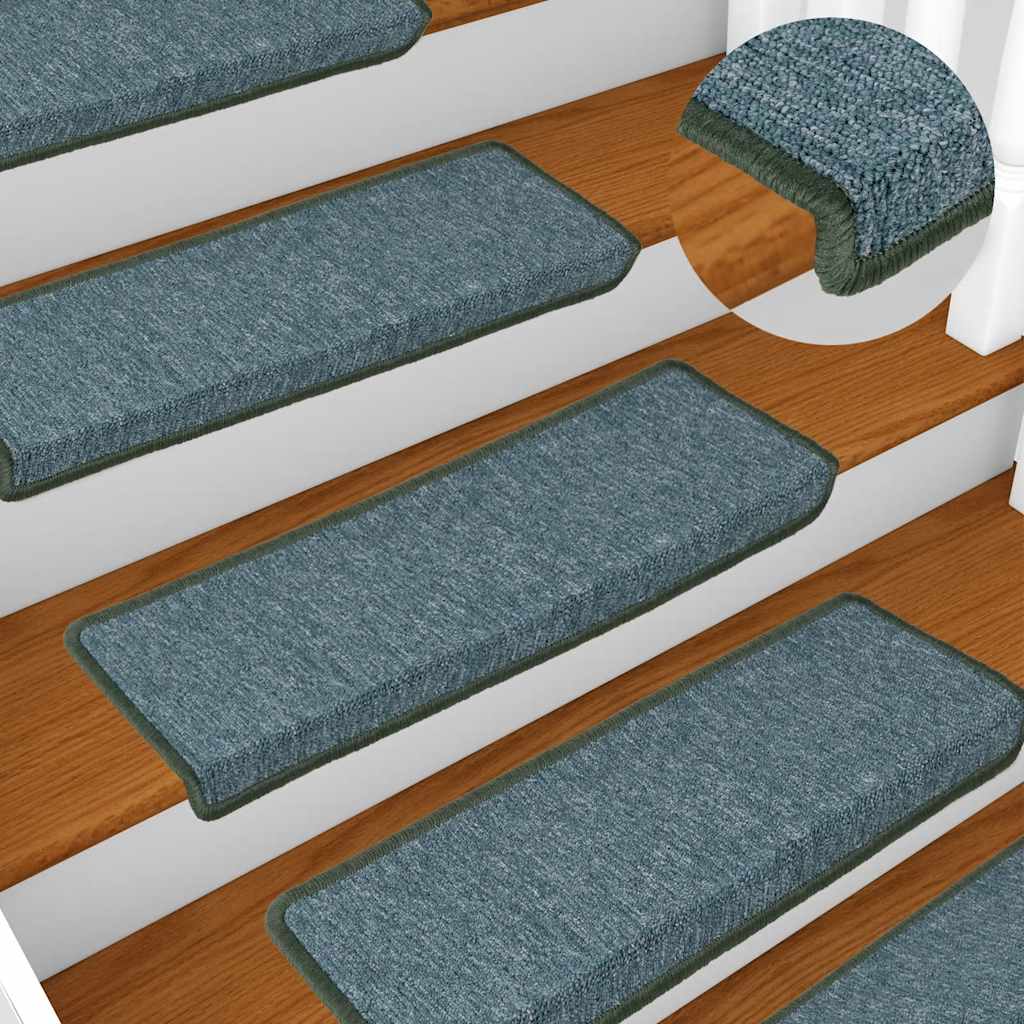 vidaXL Covorașe pentru scări, 30 buc., 65x21x4 cm, verde închis, cu margini dreptunghiulare