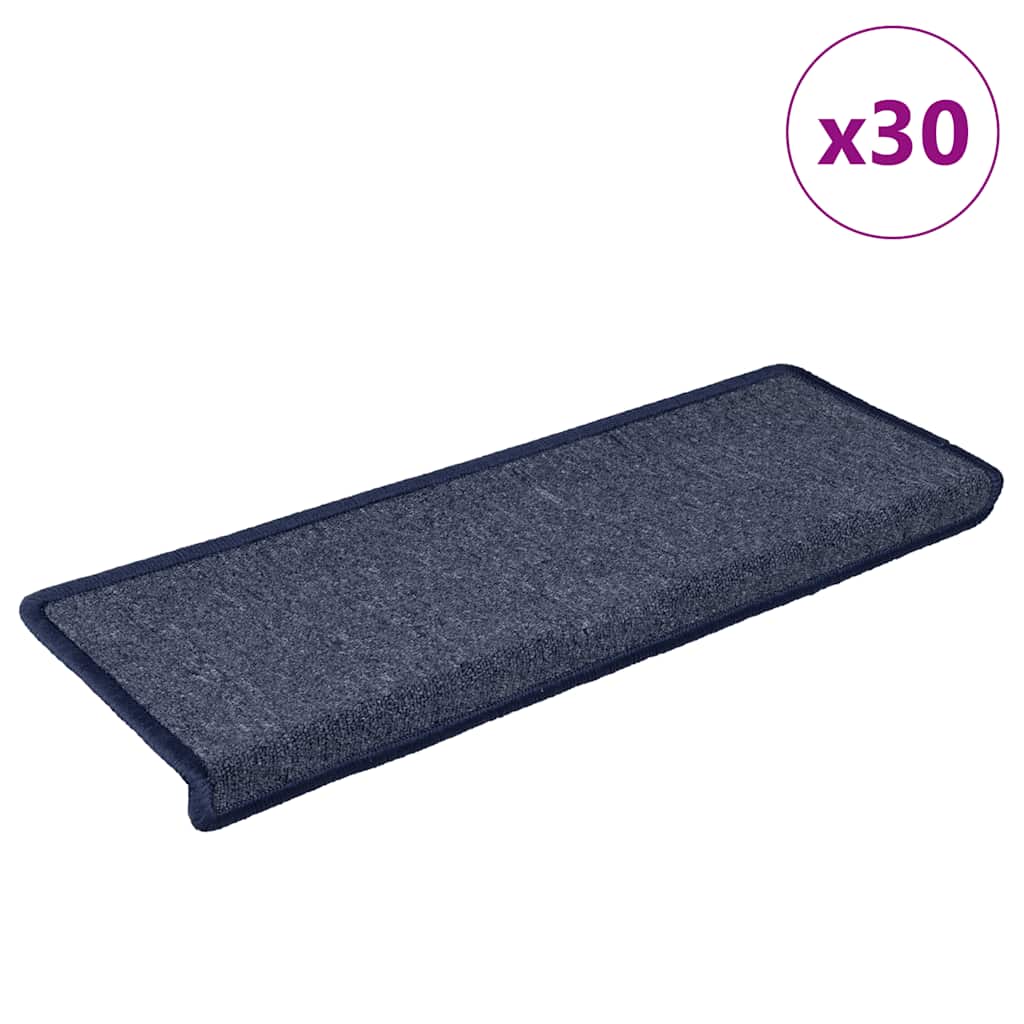 vidaXL Covorașe pentru scări, 30 buc., 65x21x4 cm, gri închis și albastru, margini dreptunghiulare vidaXL Covorașe pentru scări, 30 buc., 65x21x4 cm, gri închis și albastru, margini dreptunghiulare