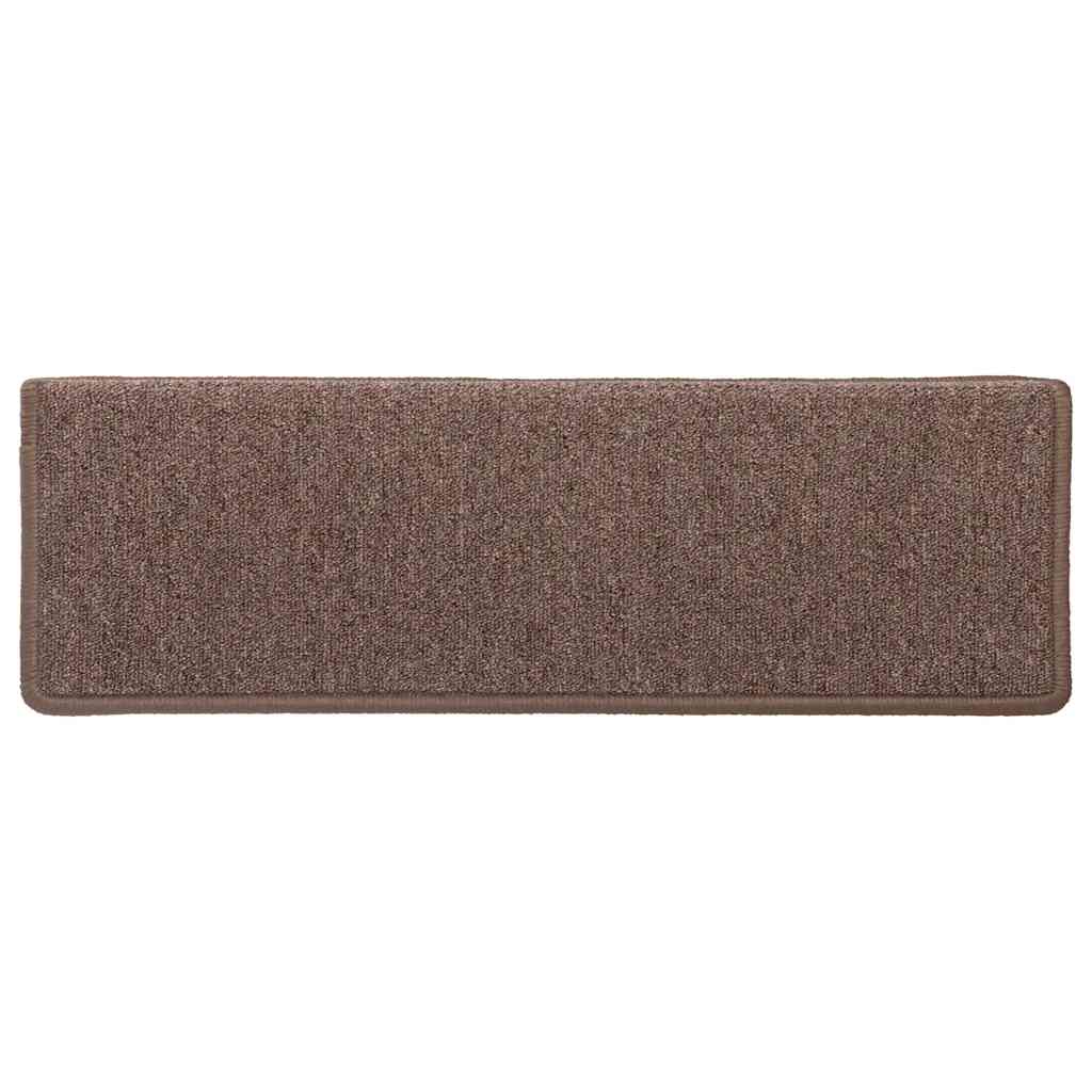 vidaXL Covorașe pentru scări, 30 buc., 65x21x4 cm, maro, cu margini dreptunghiulare
