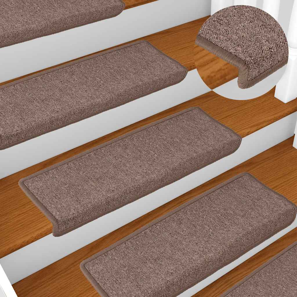 vidaXL Covorașe pentru scări, 30 buc., 65x21x4 cm, maro, cu margini dreptunghiulare