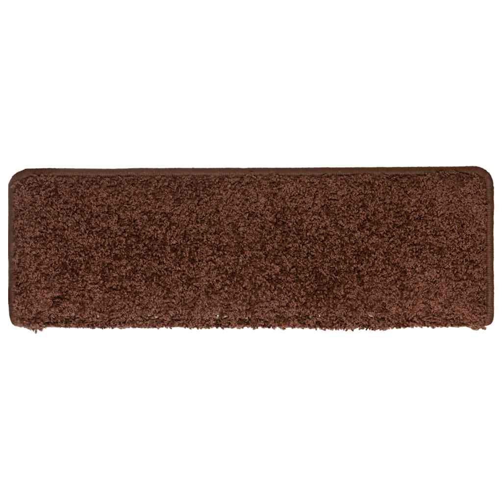 vidaXL Covorașe pentru scări, 30 buc., 65x21x4 cm, maro, cu margini dreptunghiulare