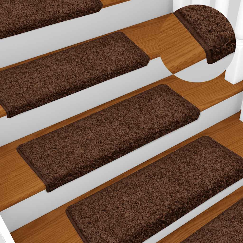 vidaXL Covorașe pentru scări, 30 buc., 65x21x4 cm, maro, cu margini dreptunghiulare