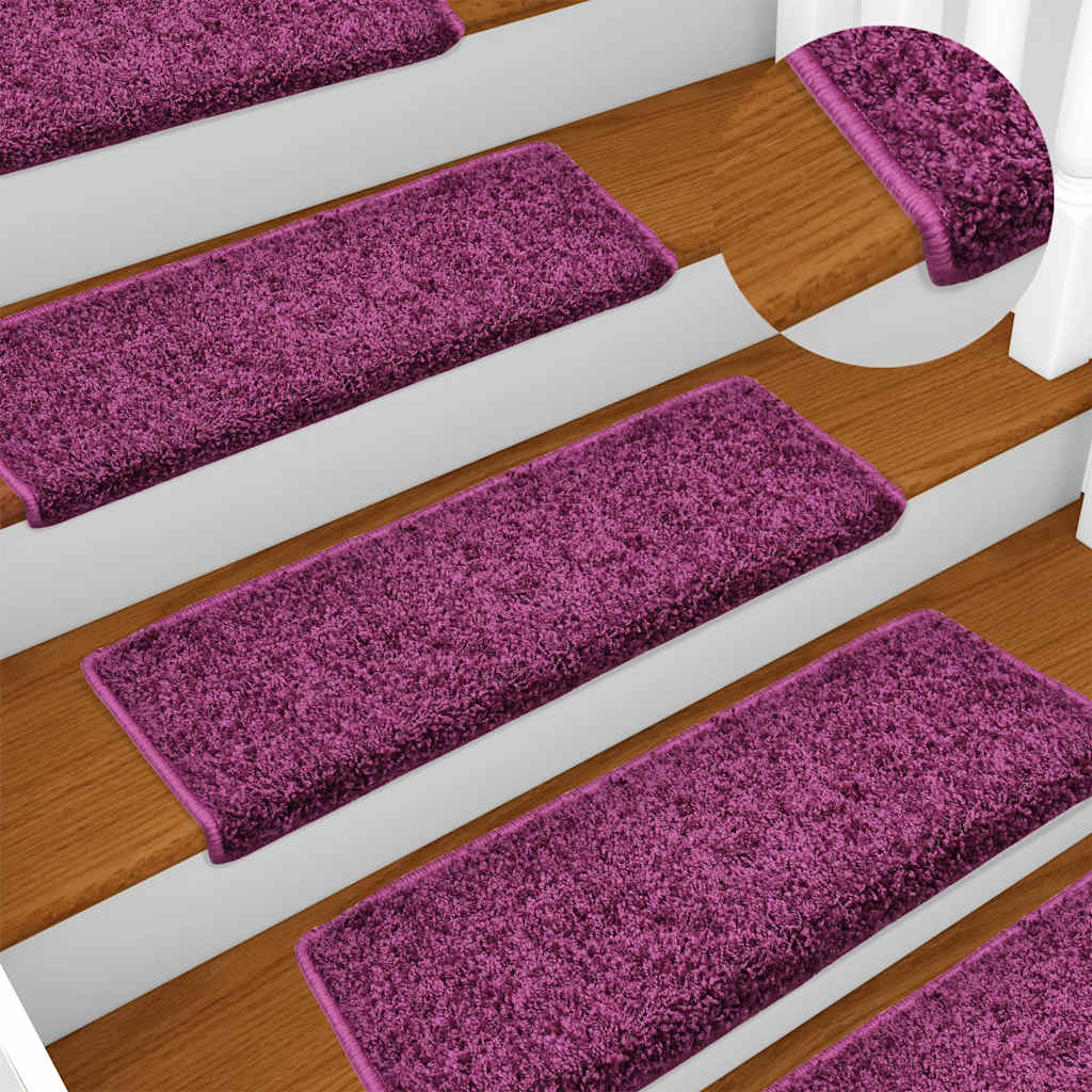 vidaXL Covorașe pentru scări, 30 buc., 65x21x4 cm, violet, cu margini dreptunghiulare