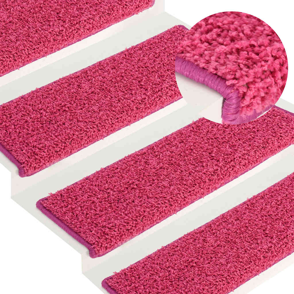 vidaXL Covorașe pentru scări, 30 buc., 65x21x4 cm, roz, cu margini dreptunghiulare