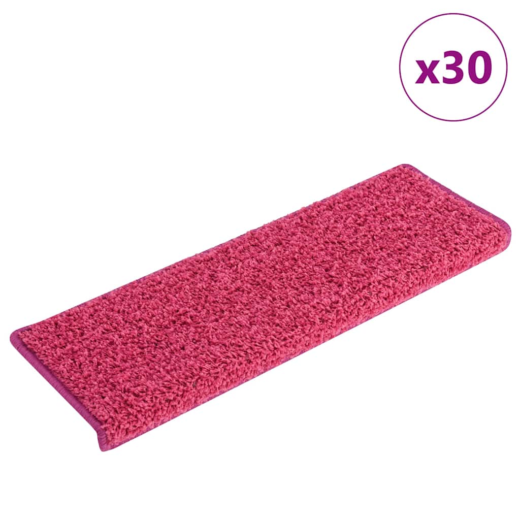 vidaXL Covorașe pentru scări, 30 buc., 65x21x4 cm, roz, cu margini dreptunghiulare