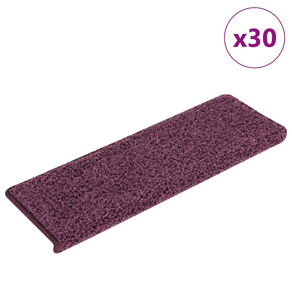 vidaXL Covorașe pentru scări, 30 buc., 65x21x4 cm, violet închis, cu margini dreptunghiulare