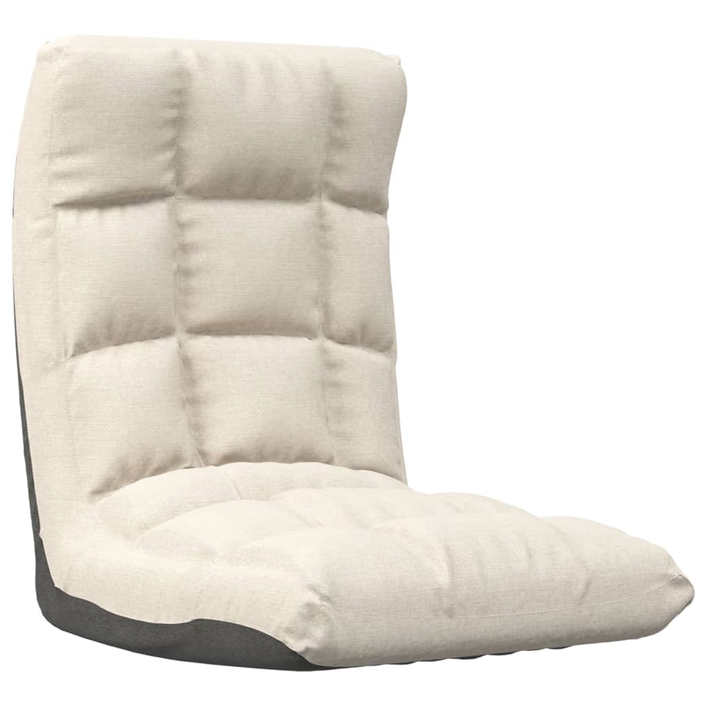 vidaXL Scaun de podea pliabil, crem, material textil vidaXL Scaun de podea pliabil, crem, material textil