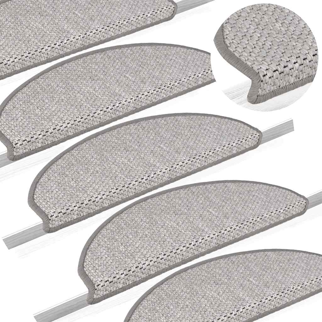 vidaXL Covorașe scară autoadezive aspect sisal 30 buc Platina vidaXL Covorașe scară autoadezive aspect sisal 30 buc Platina