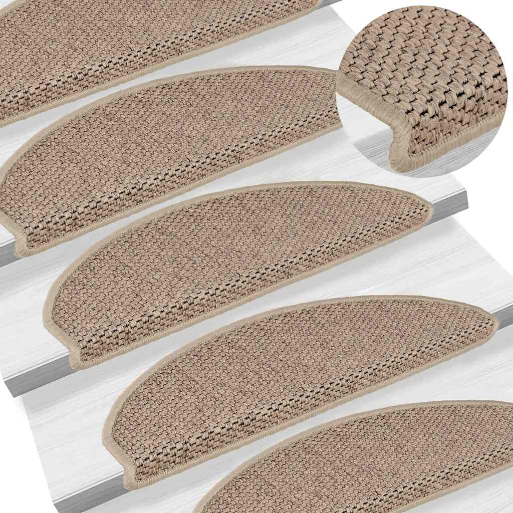 vidaXL Covorașe scări autoadezive 30buc nisipiu 65x21x4cm aspect sisal