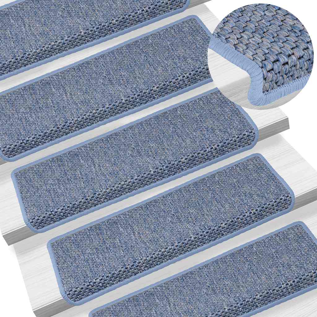 vidaXL Covorașe scări autoadezive, 30 buc. albastru 65x21x4 cm, sisal