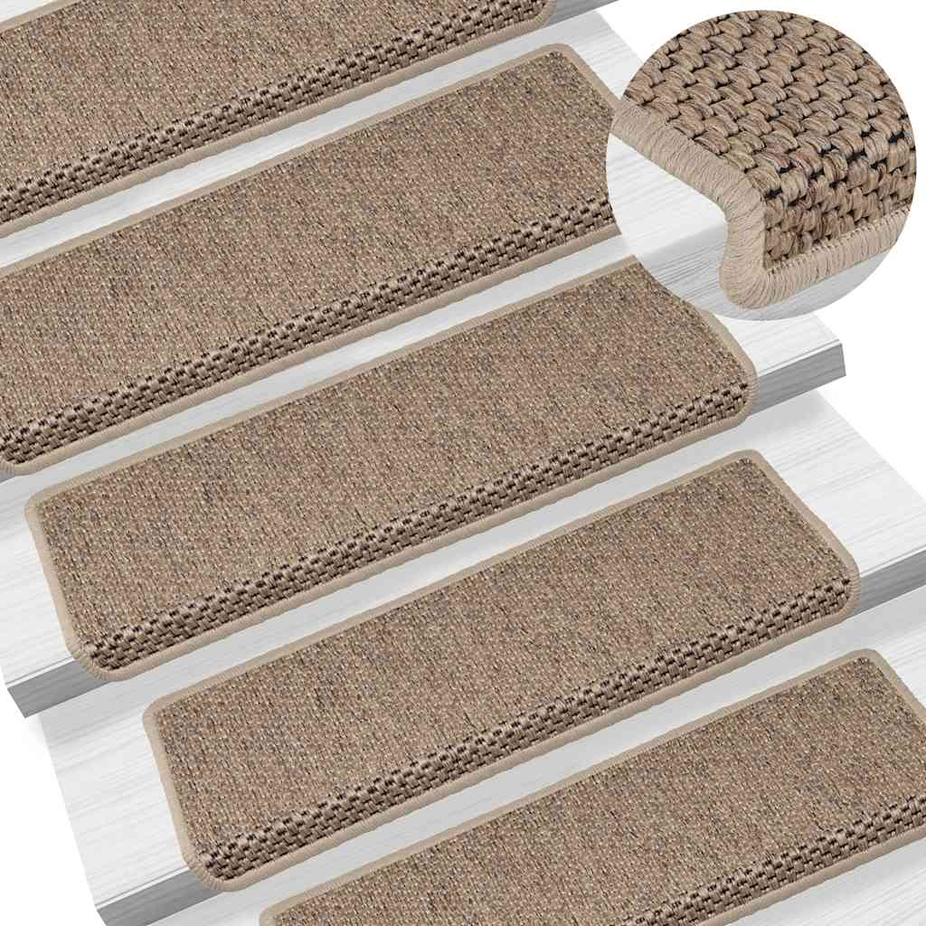 vidaXL Covorașe scări autoadezive 30buc nisipiu 65x21x4cm aspect sisal