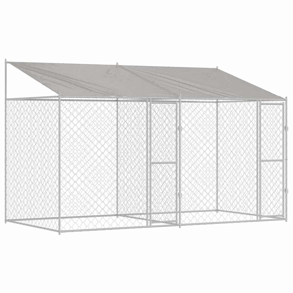 vidaXL Cușcă pentru câine Argintiu 400 x 200 x 256 cm Oțel Galvanizat