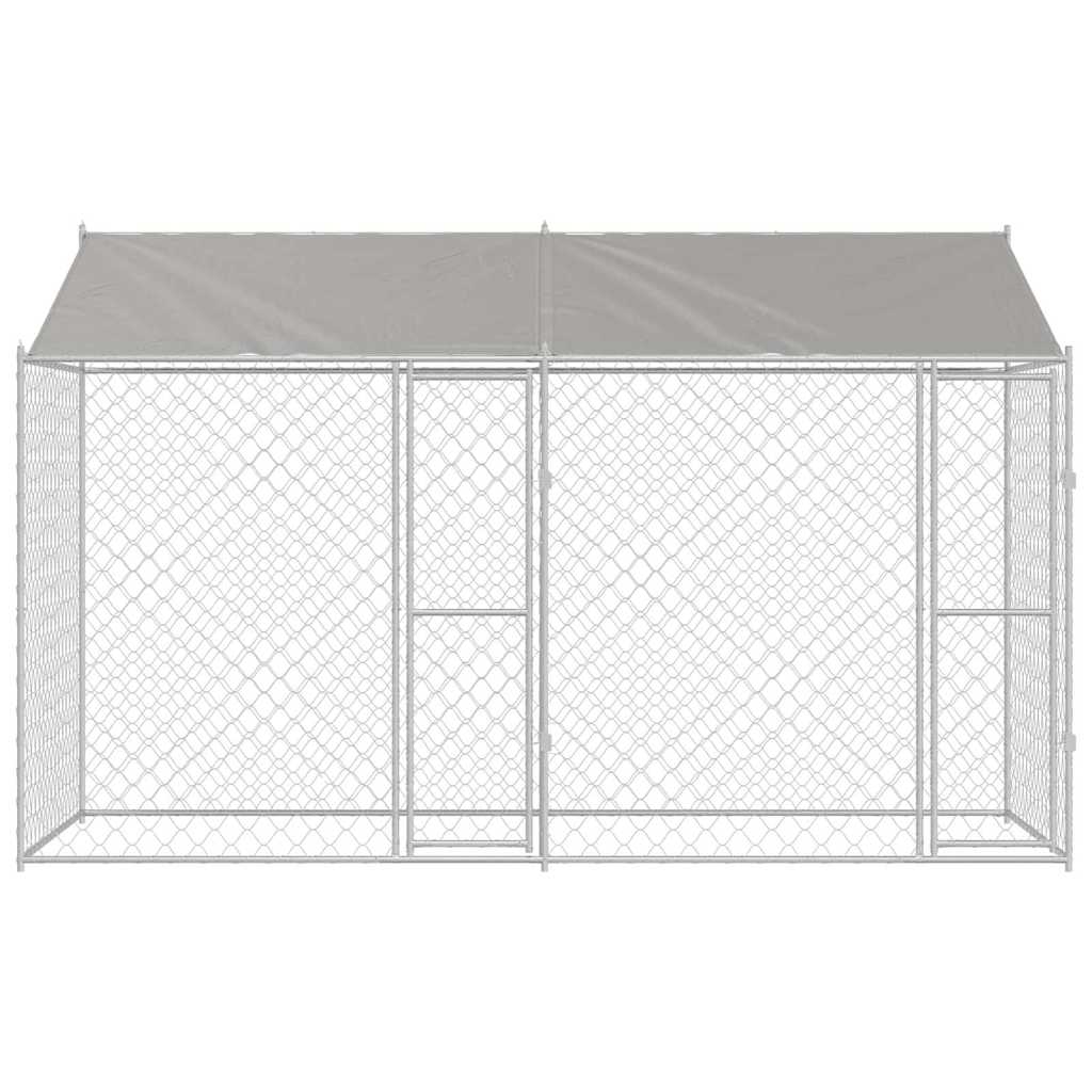 vidaXL Cușcă pentru câine Argintiu 400 x 200 x 256 cm Oțel Galvanizat