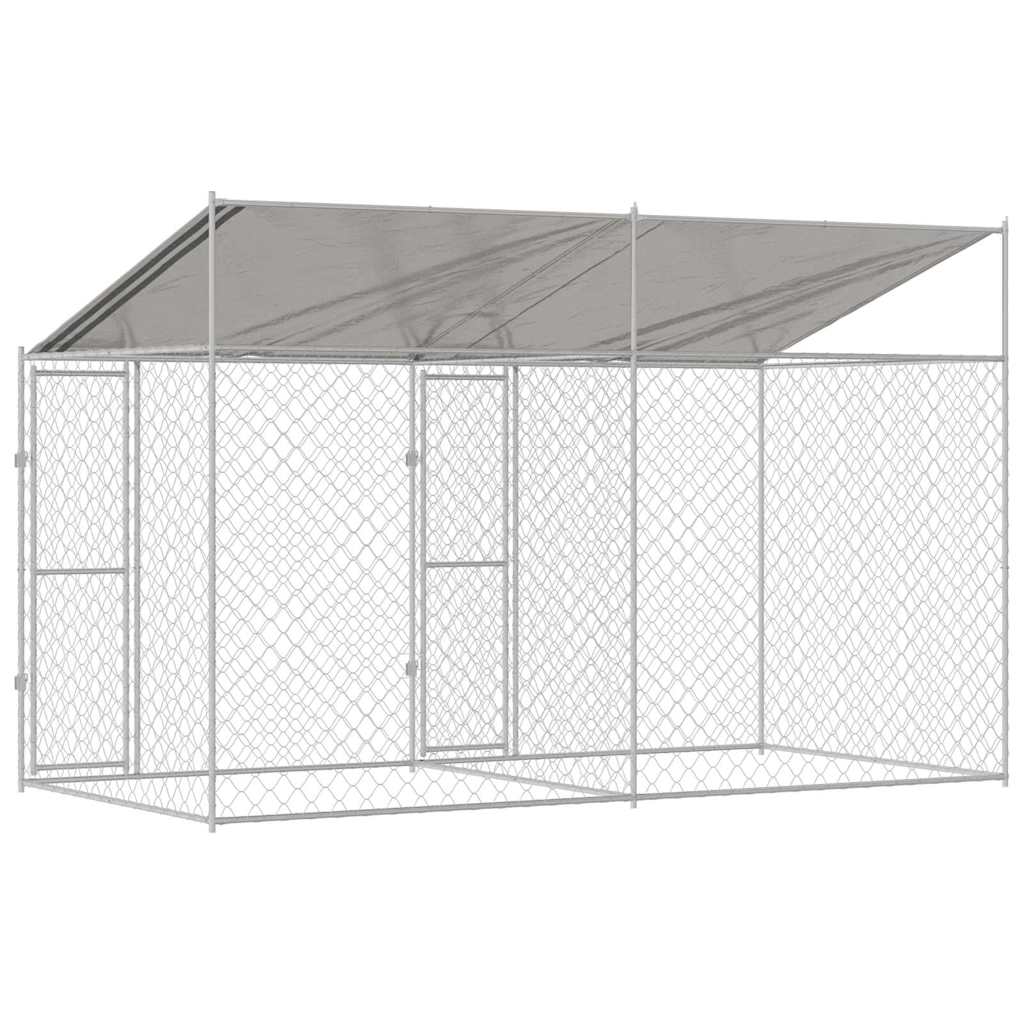 vidaXL Cușcă pentru câine Argintiu 400 x 200 x 256 cm Oțel Galvanizat