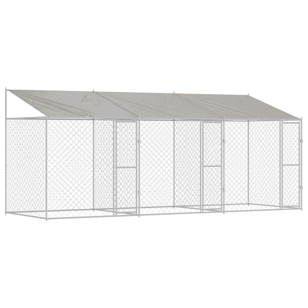 vidaXL Cușcă pentru câine Argintiu 600 x 200 x 256 cm Oțel Galvanizat