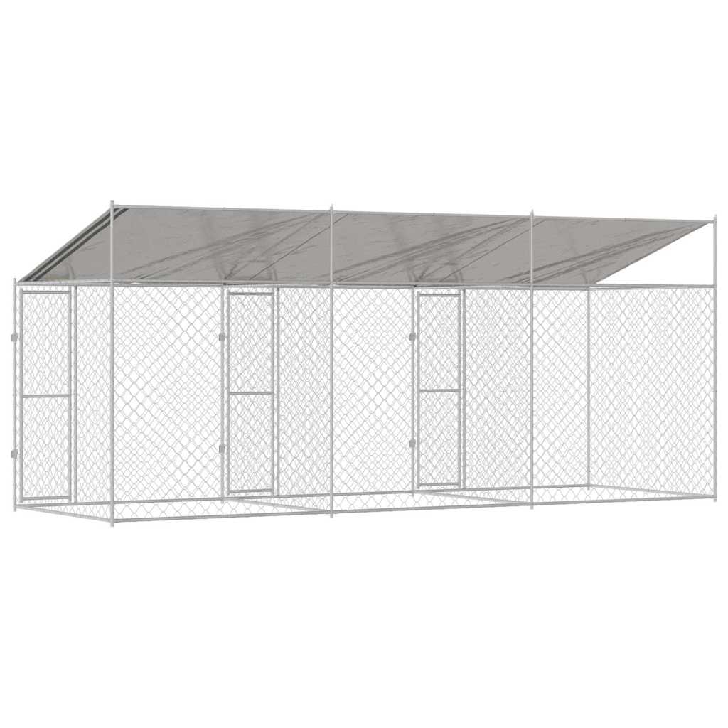 vidaXL Cușcă pentru câine Argintiu 600 x 200 x 256 cm Oțel Galvanizat