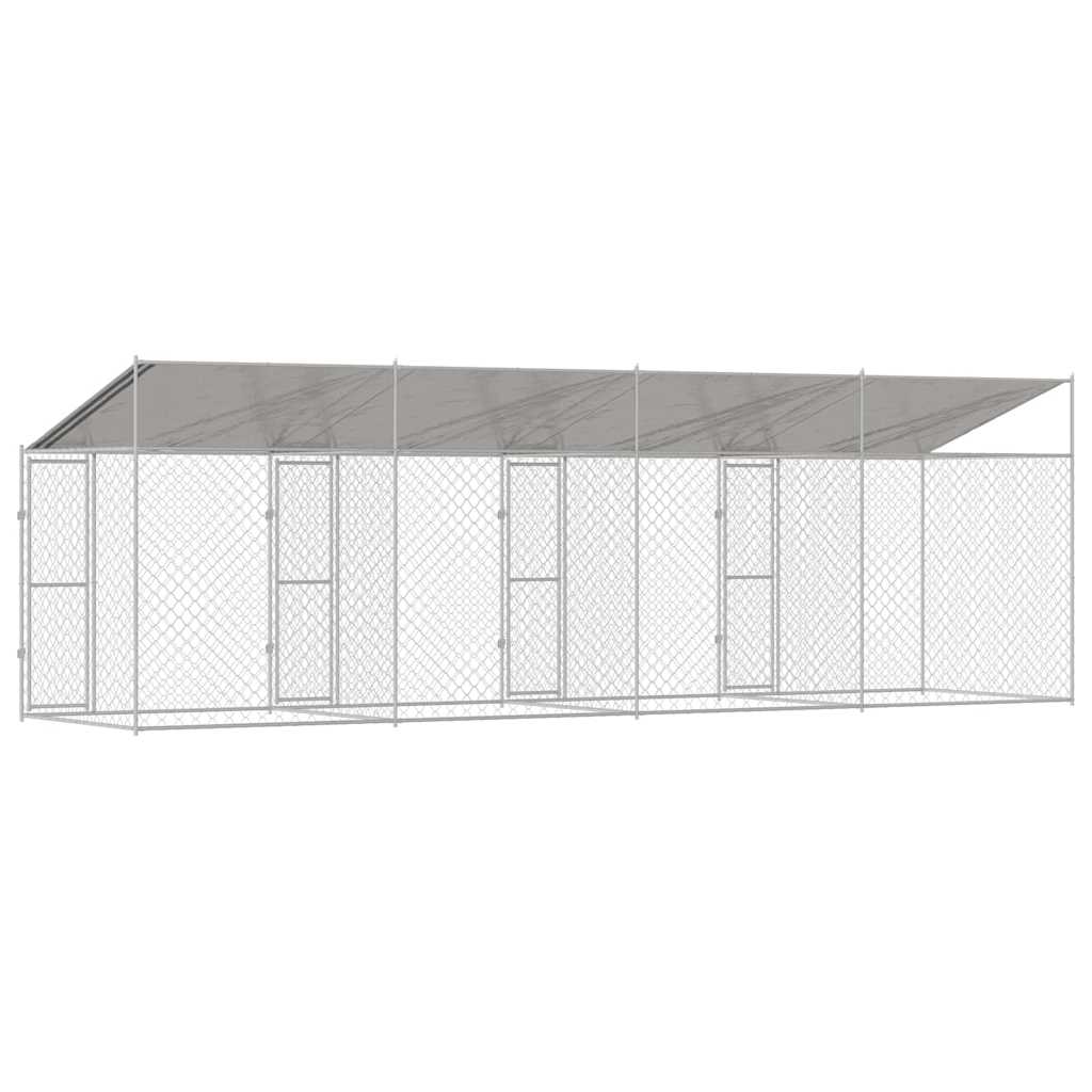 vidaXL Cușcă pentru câine Argintiu 800 x 200 x 256 cm Oțel Galvanizat
